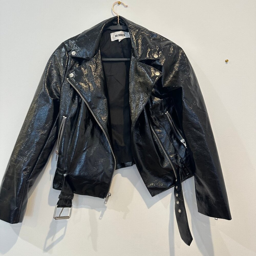 BB Dakota Women's Size XS Full Zip Front Black Leather Jacket